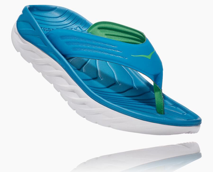 Sandalias Hoka One One Hombre Azules/Blancos - Ora Recovery Flip - KDYU34052